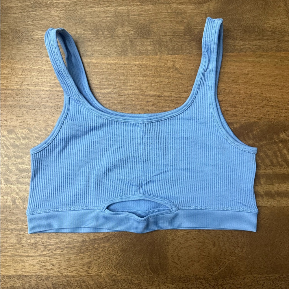 Blue Ribbed Tank Top